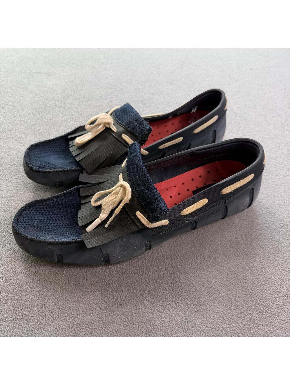 SWIMS Navy Blue Braided Lace Waterproof Driving Loafers Men's 7 Norway